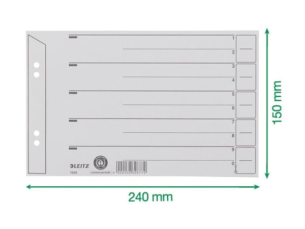 Leitz 16560085, Harmaa, Pahvi, A5, 150 mm, 1 mm, 240 mm