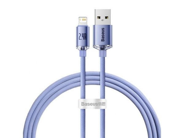 USB-Lightning Baseus Crystal Shine -kaapeli, 2,4A, 1,2 m (violetti)
