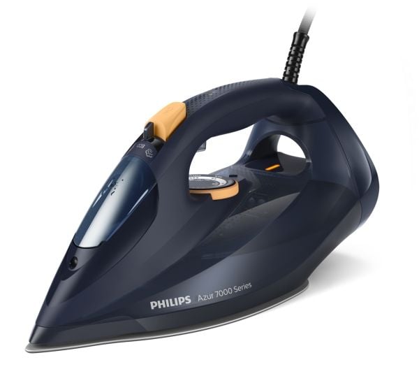 Philips 7000 series DST7060/21 HV dampstrykejern blått/gult, Dampstrykejern, SteamGlide Elite-strykesåle, 2 m, 250 g/min, Blå, Gult, 50 g/min