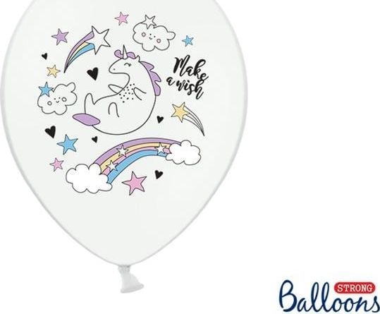 PartyDeco SB14P-205-008-6, Toy balloon, Latex, Flerfarget, Hvit, Oval, 30 cm, 6 stykker