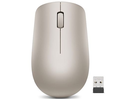 Lenovo 530 Wireless Mouse - Mus - höger- och vänsterhänta - optisk - 3 knappar - trådlös - 2.4 GHz - trådlös USB-mottagare - mandel