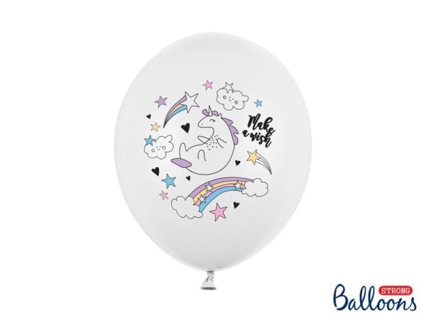 PartyDeco SB14P-205-008-6, Toy balloon, Latex, Flerfarget, Hvit, Oval, 30 cm, 6 stykker