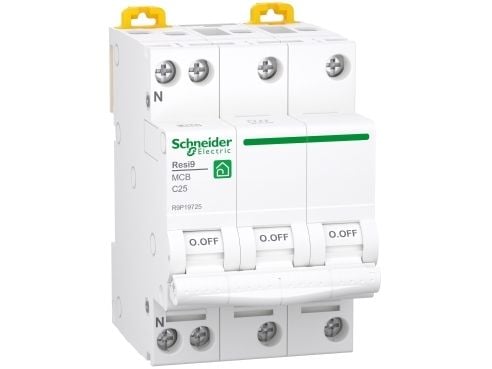 Resi9 XP MCB/automatsikring 3PN C-karakteristik 25A 6kA 54mm