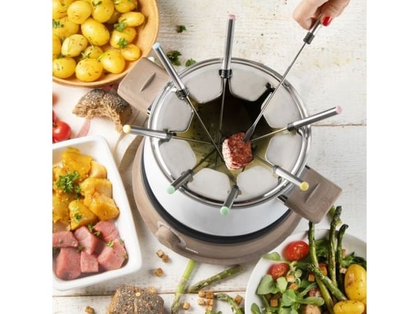 Domo DO736F, 8 person(er), 2 l, Hvit, Tre, Rund, Rustfritt stål, Rotasjon