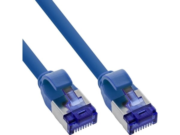 InLine patchkabel Slim Cat.6A, S/FTP, TPE (LSZH), fleksibel, PoE, blå, 7,5 m (74907B)