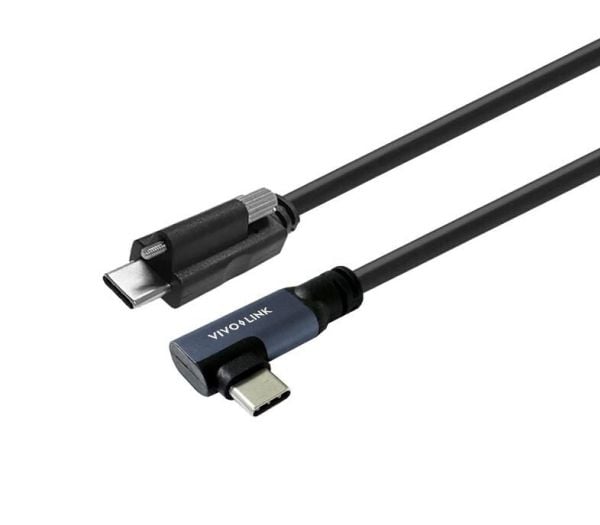 VivoLink - USB-kabel - 24 pin USB-C (hann) vinklet til 24 pin USB-C (hann) skrubar - USB 3.2 Gen 2x2 - 20 V - 5 A - 2 m - USB Power Delivery (100 W...