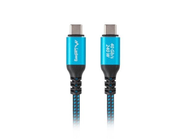 KABEL USB-C M/M USB4 1,5M 240W 8K 60HZ SORT-BLÅ LANBERG