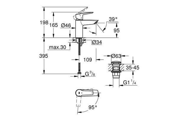 Grohe Start S-Size servantbatteri - Matt svart