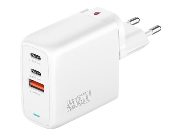 4smarts GaN FlexPro - Strømadapter - 65 watt - 5 A - Apple 2.4A, Fast Charge, Super Charge, Power Delivery 3.1, Apple Fast Charge, QC 4.0+ - 3 utga...