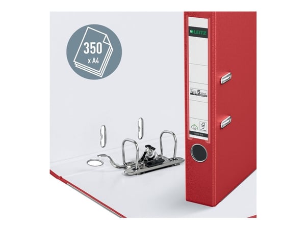 Brevordner Leitz 180° PP A4 50mm rød - (10 stk.)