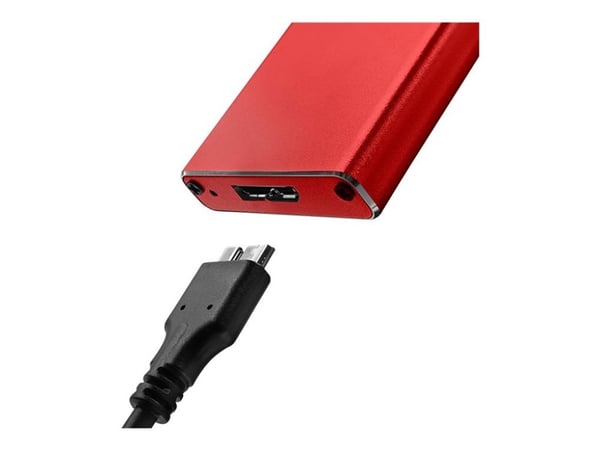 Qoltec Housing | M.2 SSD-stasjonsplass | SATA | NGFF | USB 3.0 | Superhastighet 5 Gb/s | 2TB | rød