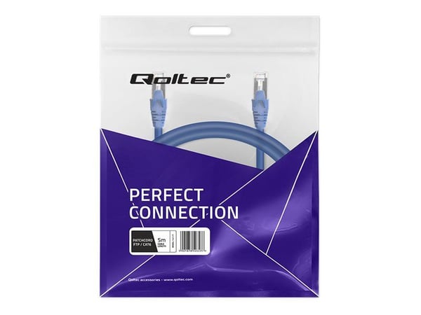 Qoltec - Koblingskabel - RJ-45 (hann) til RJ-45 (hann) - FTP - CAT 6 - uten hindringer - blå