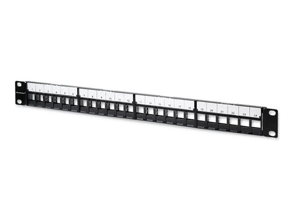 Qoltec - Koblingspanel - solid steel - rackmonterbar - UTP - RJ-45 X 24 - svart - 1U - 19"