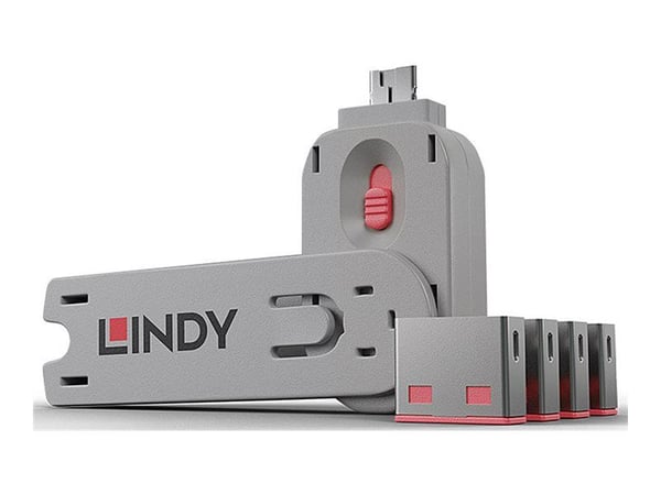 Lindy USB Port Blocker - USB-portsperrer - rosa (en pakke 4)