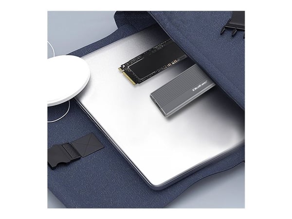 Qoltec aluminiumshus | M.2 SSD-brønn | SATA | NGFF | USB-C | Superhastighet 6Gb/s | 2TB | Grå