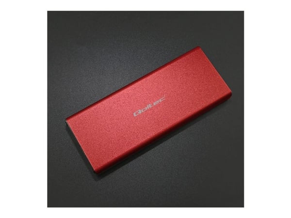 Qoltec Housing | M.2 SSD-stasjonsplass | SATA | NGFF | USB 3.0 | Superhastighet 5 Gb/s | 2TB | rød