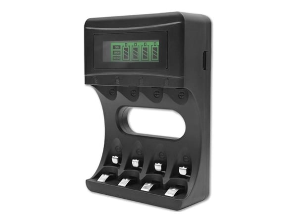 Qoltec - Batterilader - (for 4xAA/AAA) - 1800 mA - svart
