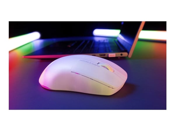 Turtle Beach Pure Air - Mus - ergonomisk - optisk - trådløs, kablet - Bluetooth, 2.4 GHz, USB-C - USB trådløs mottaker - hvit