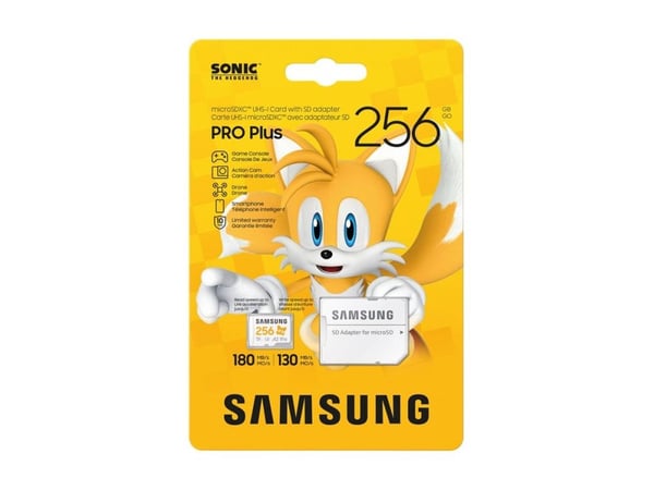 Samsung PRO Plus MB-MD256SA - Sonic the Hedgehog flashminnekort (microSDXC til SD-adapter inkludert) - 256 GB - A2 / Video Class V30 / UHS-I U3 - m...