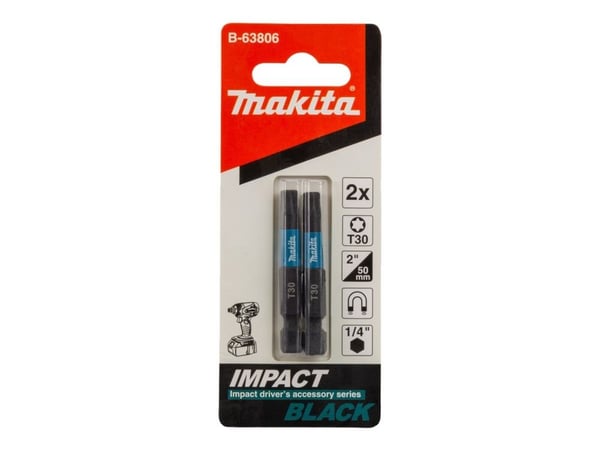 Makita Impact Black - Impact screwdriver bit - 2 deler - torx - T30 - heksagonal - lengde: 50 mm