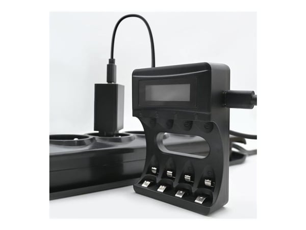Qoltec - Batterilader - (for 4xAA/AAA) - 1800 mA - svart