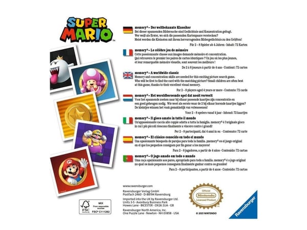 Ravensburger Grand memory - Super Mario - minnespill - 72 deler