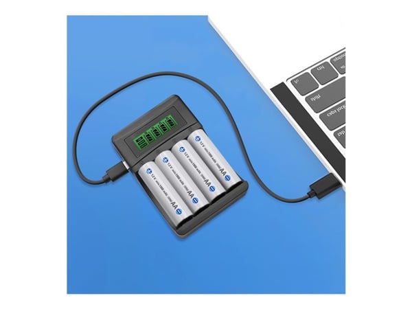 Qoltec - Batterilader - (for 4xAA/AAA) - 1800 mA - svart
