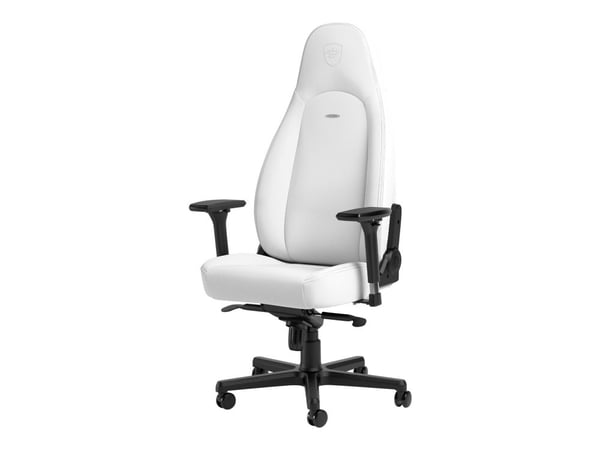 Noblechairs ICON - Spelstol - armstöd - T-formad - lutning - svängtapp - aluminium, polyuretan, stål, kallt skum, high-tech synthetic leather - vit...