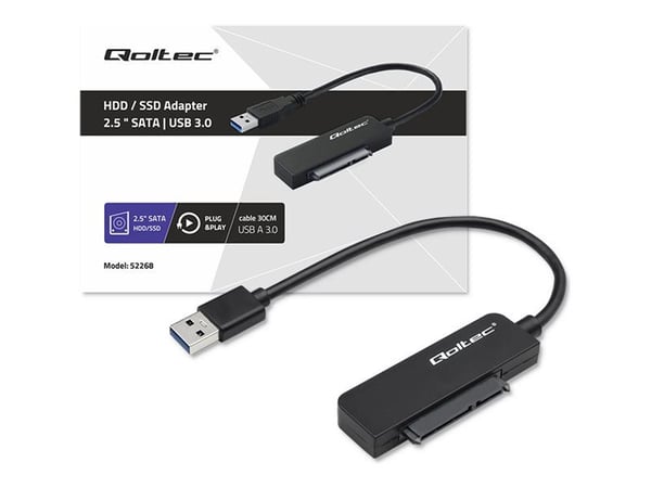 Qoltec - Grensesnittsadapter - 2.5" - SATA 3Gb/s - USB 3.0 - svart