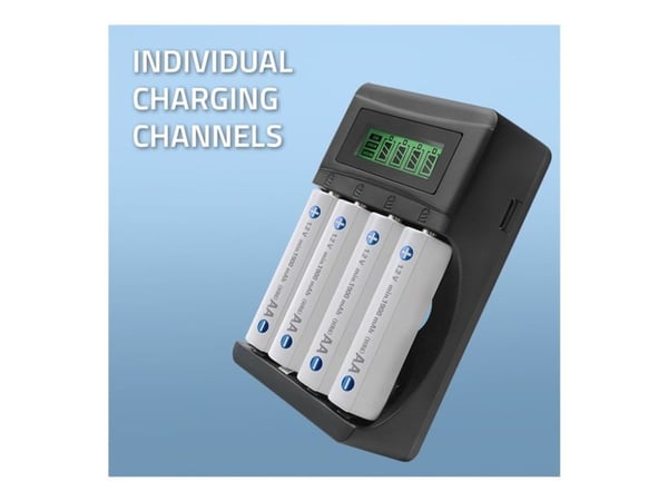 Qoltec - Batterilader - (for 4xAA/AAA) - 1800 mA - svart