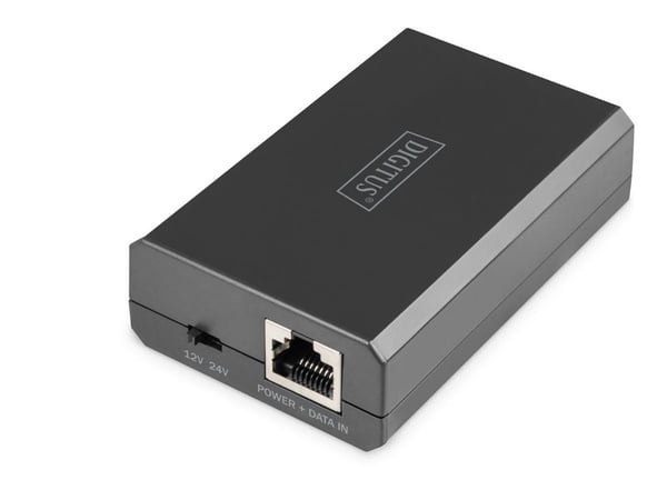 Digitus DN-95211, Rask Ethernet, Gigabit Ethernet, 10 100 1000 Mbit/s, IEEE 802.3bt, Full, Halv, Svart, 48 V