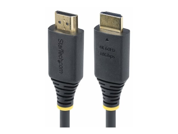 Startech 30cm (1ft) High Speed HDMI Cable, 4K60Hz - Premium High Speed - HDMI-kabel med Ethernet - HDMI hann til HDMI hann - 30 cm - skjermet - sva...