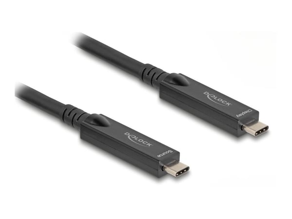 Delock - USB-kabel - 24 pin USB-C (hann) til 24 pin USB-C (hann) - DisplayPort 1.4 - 20 V - 3 A - 15 m - Active Optical Cable (AOC), 8 K 60 Hz (768...