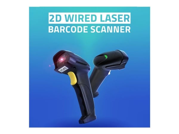 Qoltec 50853 Laser-viivakoodiskanneri 1D | 2D | Musta