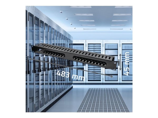 Qoltec - Rackkabelorganisator - solid steel, 24 ports - svart - 1U - 19"