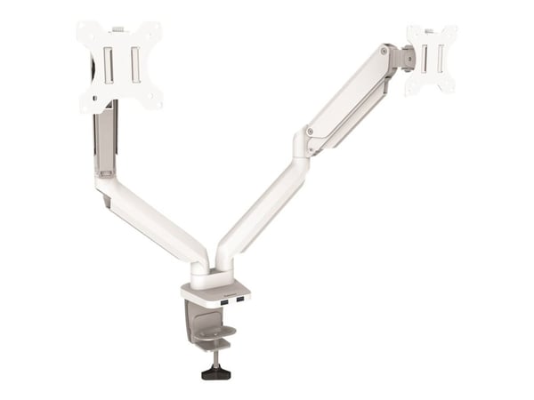 Fellowes Platinum Series - Monteringssett - justerbare dobbeltarmer - for 2 skjermer - aluminium - hvit - skjermstørrelse: inntil 27" - skrivebords...