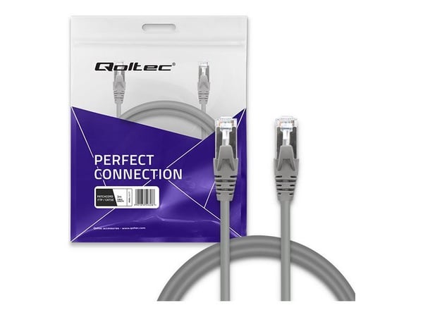 Qoltec - Koblingskabel - RJ-45 (hann) til RJ-45 (hann) - FTP - CAT 5e - uten hindringer - grå