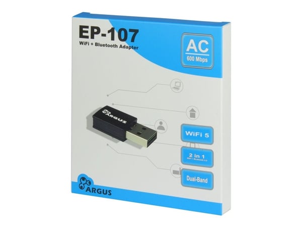 USB-sovitin EP-107 Wi-Fi ja BT4.2 NT Argus,USB2.0,600Mbps