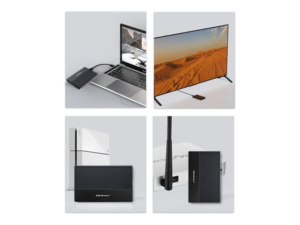 Qoltec aluminiumshus | SSD HDD 2,5" stasjonsplass | SATA | USB 3.0 | Superhastighet 5 Gb/s | 2TB | Svart
