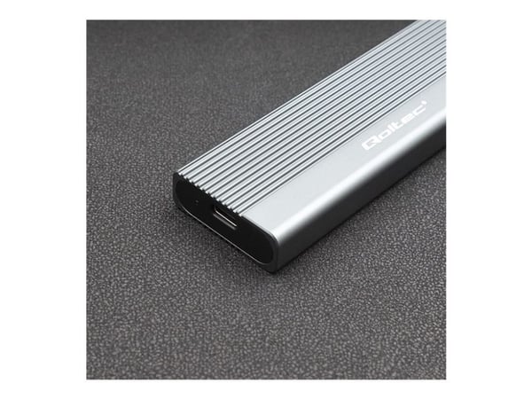 Qoltec - Förvaringslåda - NGFF - M.2 - SATA 6Gb/s - USB-C - grå