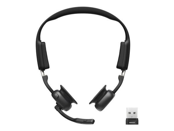SHOKZ OpenMeet UC - Hodesett - åpent øre - loddrett - Bluetooth - trådløs - USB-A via Bluetooth-adapter - svart - Zoom Certified