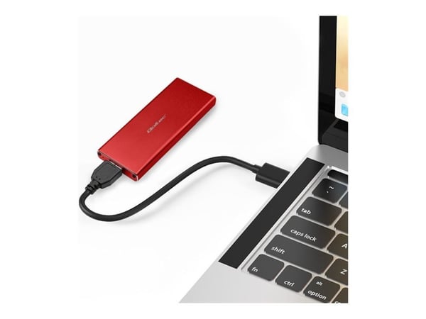 Qoltec Housing | M.2 SSD-stasjonsplass | SATA | NGFF | USB 3.0 | Superhastighet 5 Gb/s | 2TB | rød