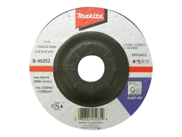 Makita - Slipeskive - for metall - 115 mm - grovkorn: A36P-BF - for Makita GA4530R