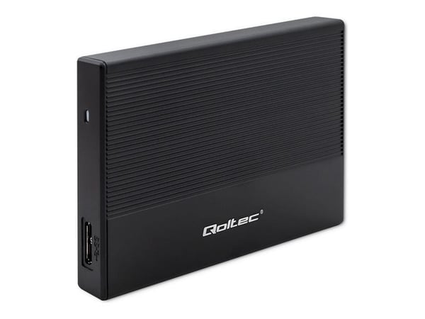 Qoltec aluminiumshus | SSD HDD 2,5" stasjonsplass | SATA | USB 3.0 | Superhastighet 5 Gb/s | 2TB | Svart