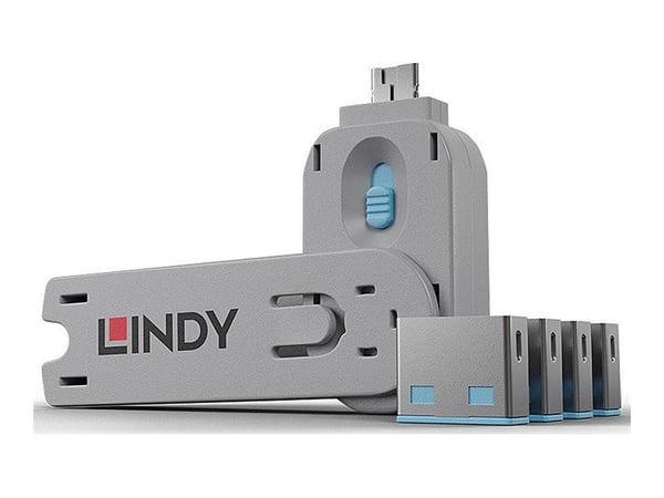 Lindy USB Port Blocker - USB-portsperrer - blå (en pakke 4)