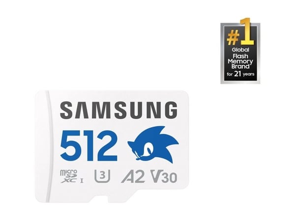 Samsung PRO Plus MB-MD512SA - Sonic the Hedgehog flashminnekort (microSDXC til SD-adapter inkludert) - 512 GB - A2 / Video Class V30 / UHS-I U3 - m...