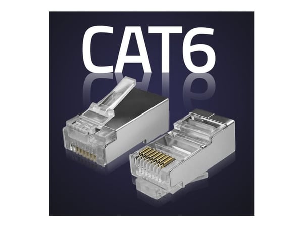 Qoltec RJ45 | CAT6 | FTP | Läpivienti | Kullatut koskettimet | 100 kpl