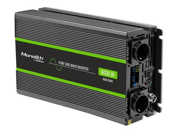 Qoltec Monolith spenningsomformer | 3000W | 6000W | 24V til 230V | Ren sinus | LCD