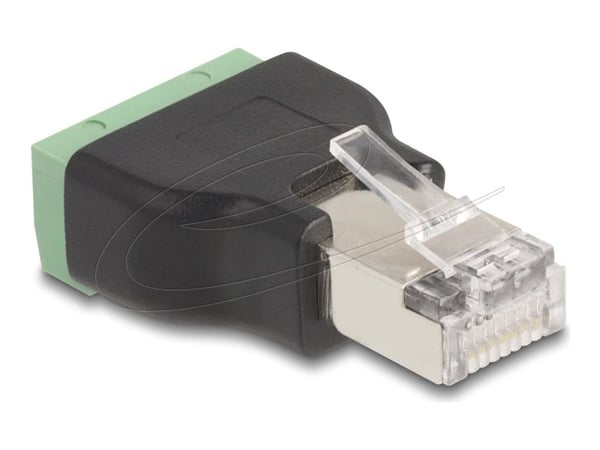 Delock - Verkkosovitin - RJ-45 (uros) - 4-nastainen liitin (naaras) - musta, vihreä