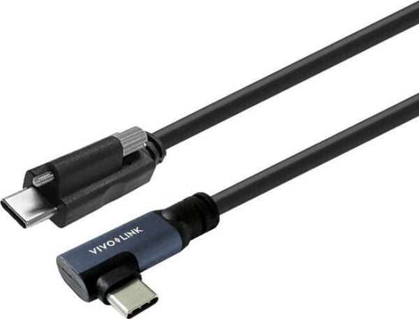 VivoLink - USB-kabel - 24 pin USB-C (hann) vinklet til 24 pin USB-C (hann) skrubar - USB 3.2 Gen 2x2 - 20 V - 5 A - 2 m - USB Power Delivery (100 W...